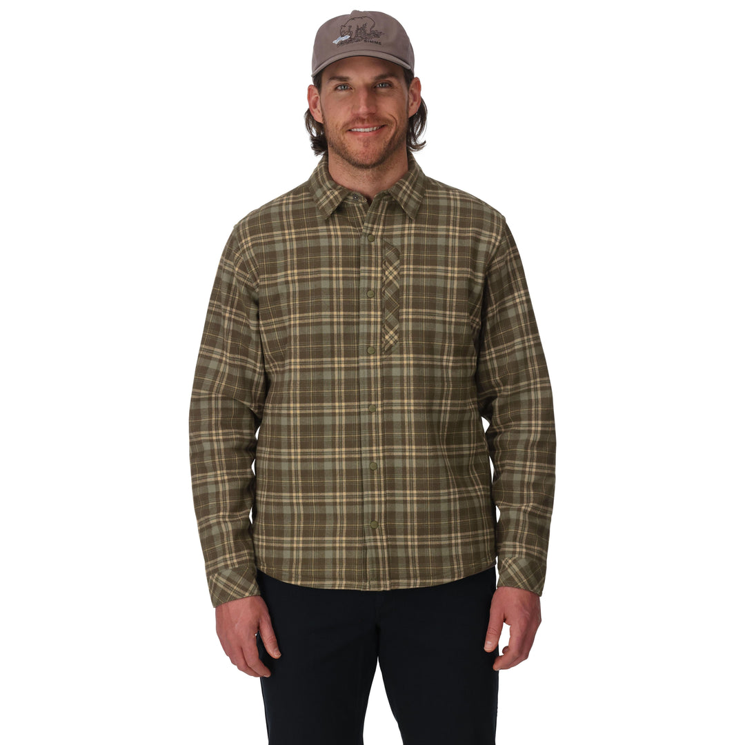 Simms Men's Coldweather Shacket Schooner Plaid: Loden Image 02