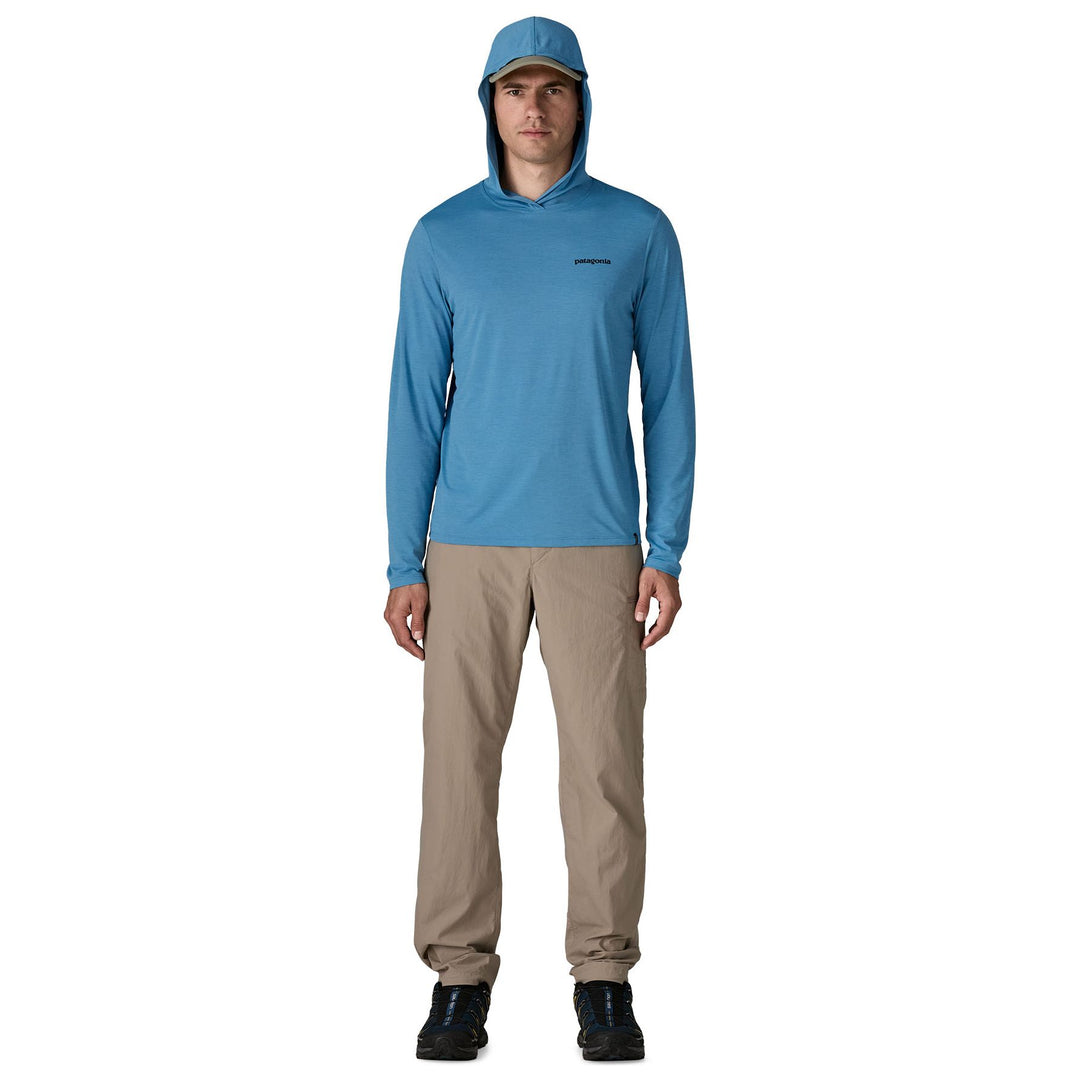 Patagonia Men's Capilene Cool Daily Hoody - Casting Logo Shore Blue - Light Shore Blue X-Dye