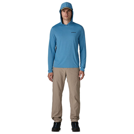 Patagonia Men's Capilene Cool Daily Hoody - Casting Logo Shore Blue - Light Shore Blue X-Dye