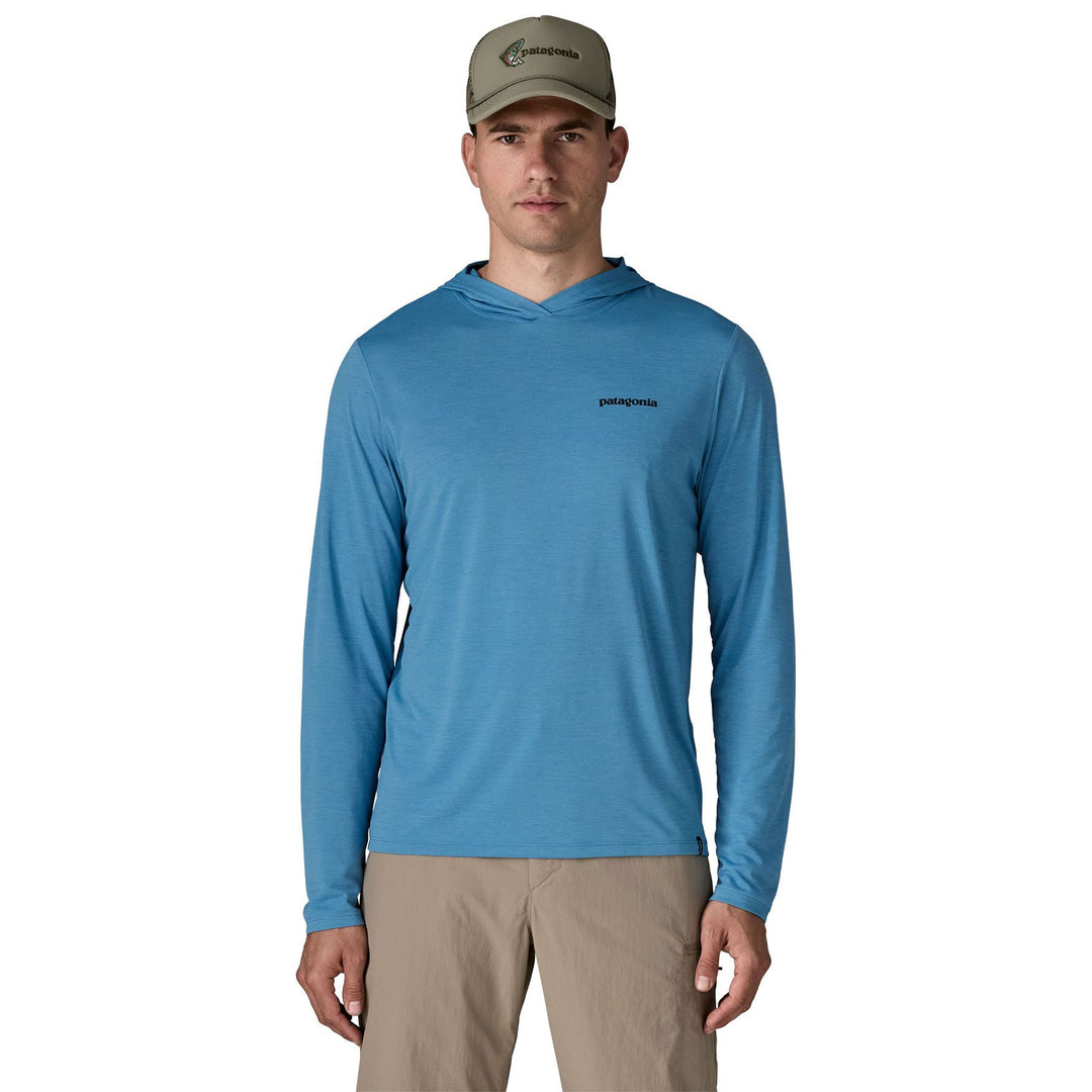 Patagonia Men's Capilene Cool Daily Hoody - Casting Logo Shore Blue - Light Shore Blue X-Dye