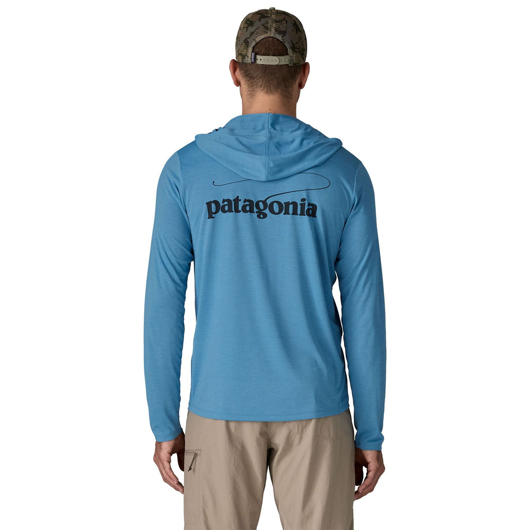 Patagonia Men's Capilene Cool Daily Hoody - Casting Logo Shore Blue - Light Shore Blue X-Dye