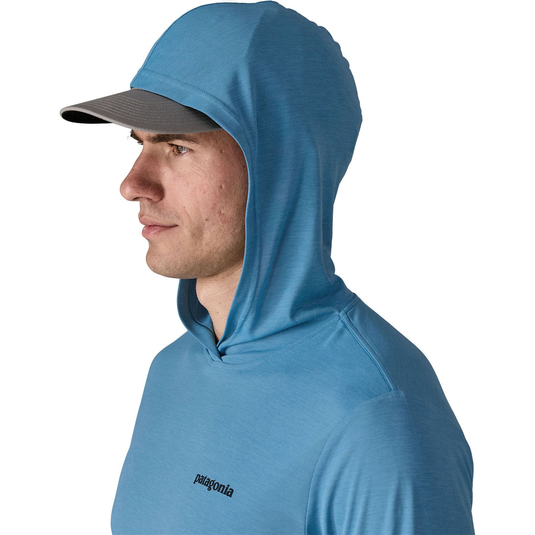 Patagonia Men's Capilene Cool Daily Hoody - Casting Logo Shore Blue - Light Shore Blue X-Dye