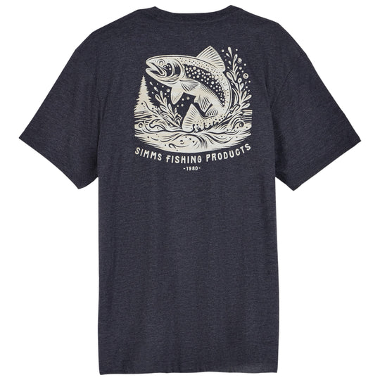 Simms Men's Woodland Leap T-Shirt Navy Image 01