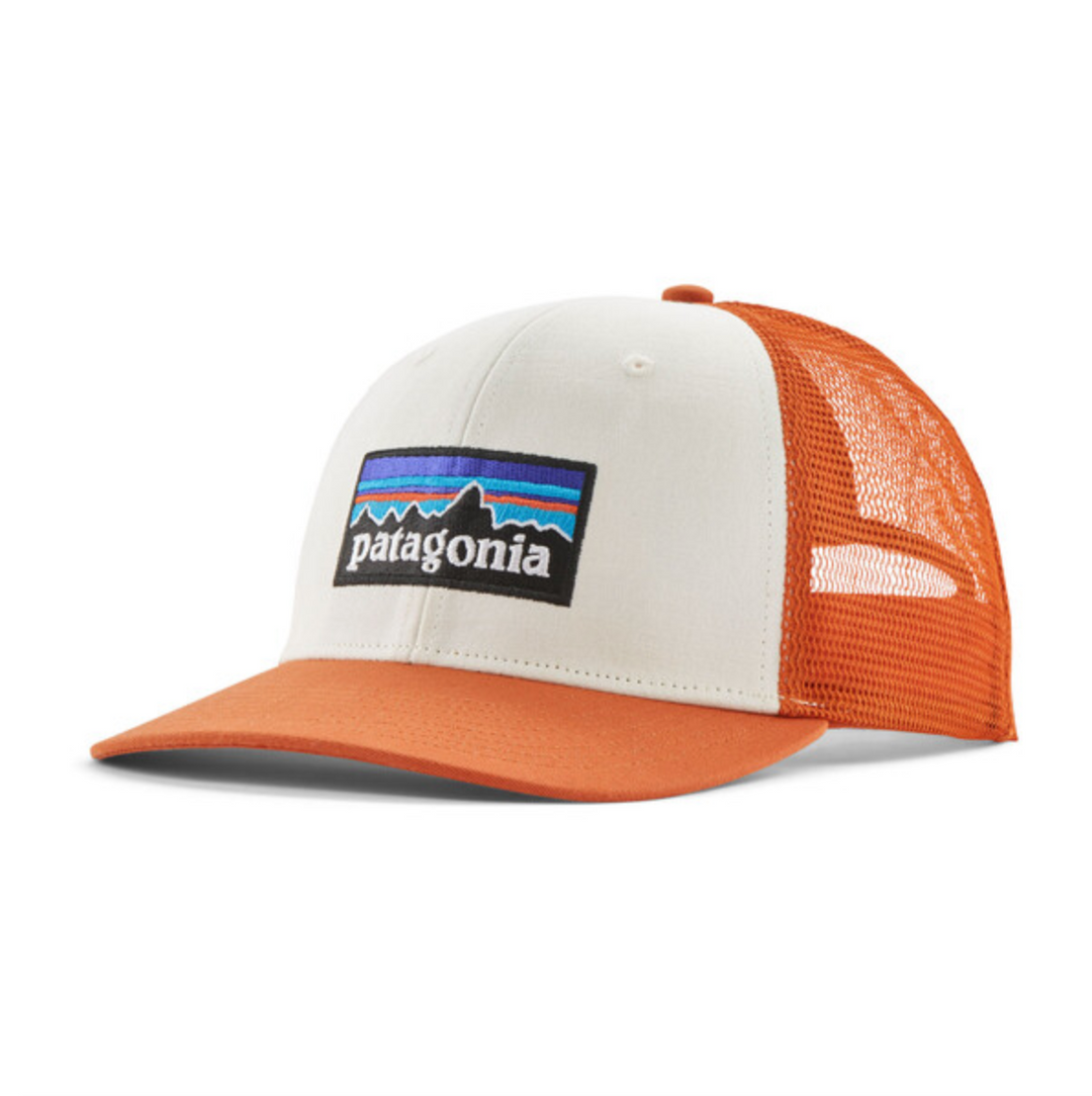 Patagonia P-6 Logo Trucker Hat - White w/Redtail Rust