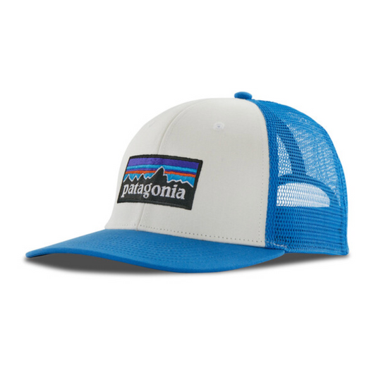 Patagonia P-6 Logo Trucker Hat - White w/Vessel Blue