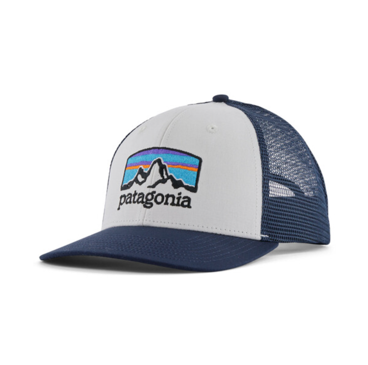 Patagonia Fitz Roy Horizons Trucker Hat -  White w/New Navy