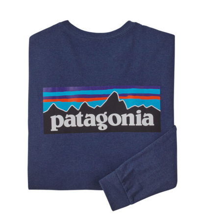 Patagonia Men's Long-Sleeved P-6 Logo Responsibili-Tee - Currant Blue
