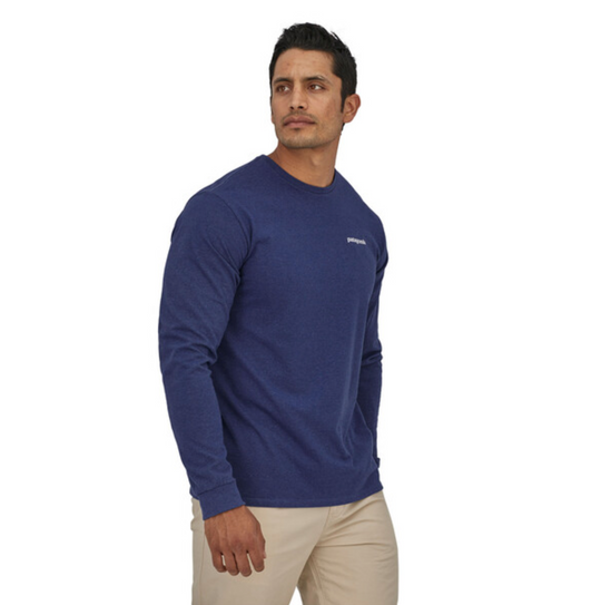 Patagonia Men's Long-Sleeved P-6 Logo Responsibili-Tee - Currant Blue