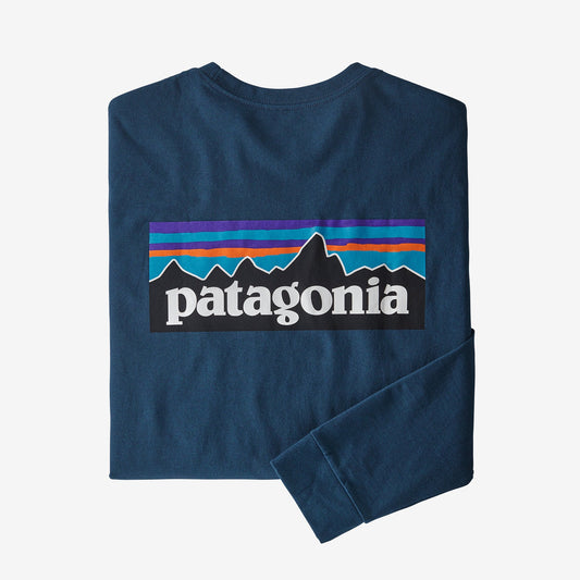 Patagonia Men's Long-Sleeved P-6 Logo Responsibili-Tee - Crater Blue