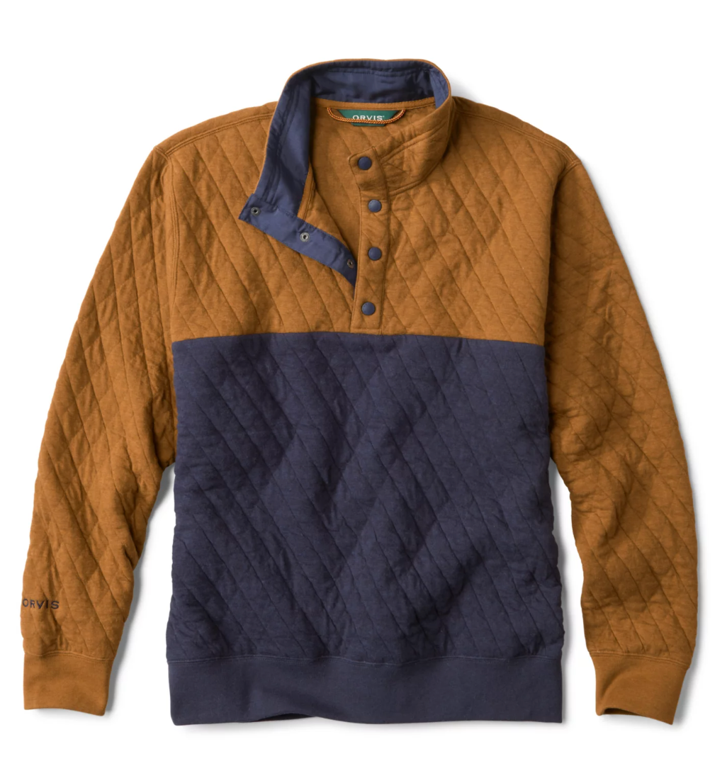 Orvis Outdoor Quilted Snap Sweatshirt - True Navy/Dark Vicuna