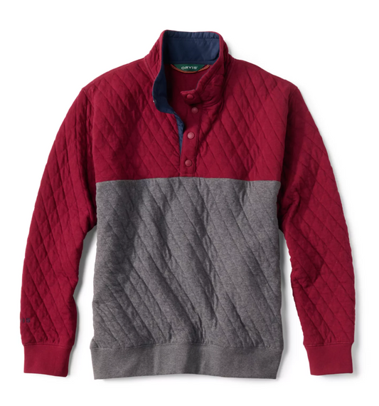 Orvis Outdoor Quilted Snap Sweatshirt - Red Heather/Dark Slate