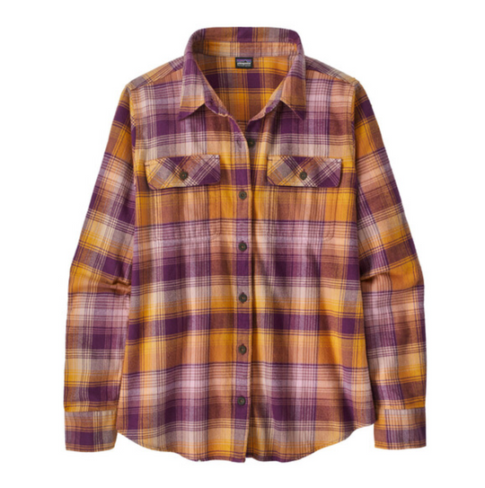 Patagonia Women's Long-Sleeved Organic Cotton Midweight Fjord Flannel Shirt - Sun Rays: Night Plum