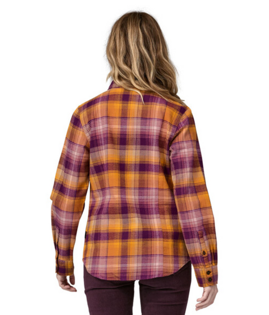 Patagonia Women's Long-Sleeved Organic Cotton Midweight Fjord Flannel Shirt - Sun Rays: Night Plum