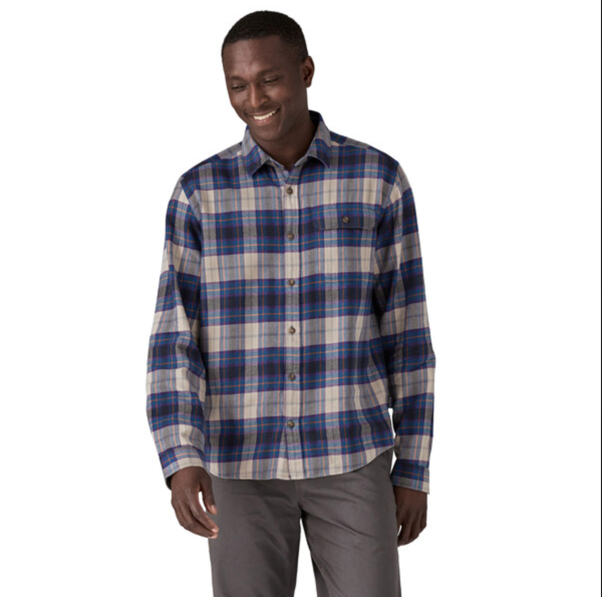 Patagonia Men's Long-Sleeved Lightweight Fjord Flannel Shirt - Spotter: Endless Blue