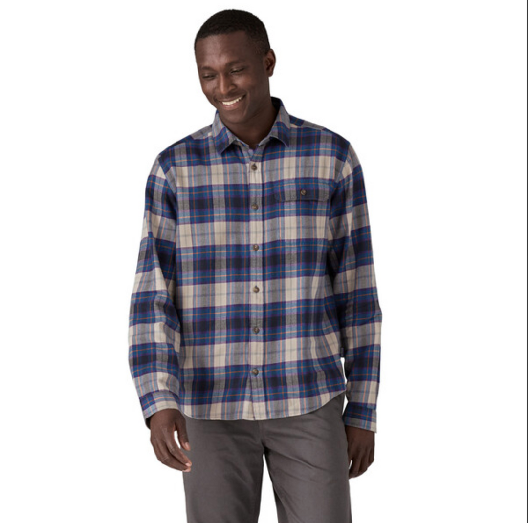 Patagonia Men's Long-Sleeved Lightweight Fjord Flannel Shirt - Spotter: Endless Blue Sale