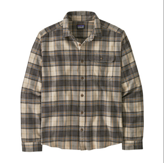 Patagonia Men's Long-Sleeved Lightweight Fjord Flannel Shirt - Spotter: Forge Grey