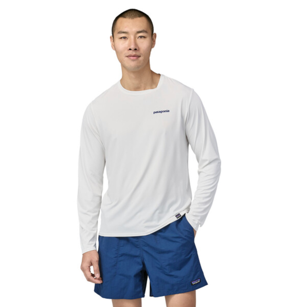 Patagonia Men's Long-Sleeved Capilene Cool Daily Graphic Shirt - Boardshort Logo: White