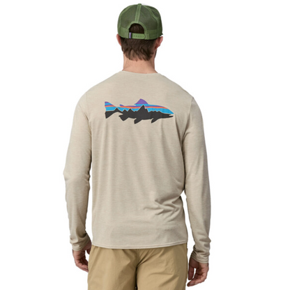 Patagonia Men's Long-Sleeved Capilene Cool Daily Graphic Shirt - Waters - Fitz Roy Trout: Pumice X-Dye