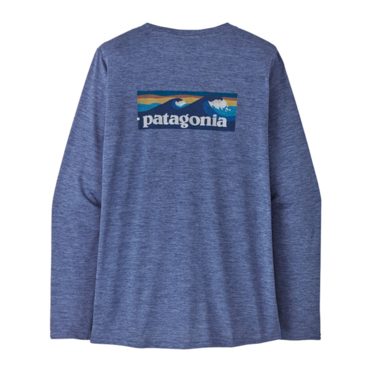 Patagonia Women's Long-Sleeved Capilene Cool Daily Graphic Shirt - Waters - Boardshort Logo: Current Blue X-Dye - Medium
