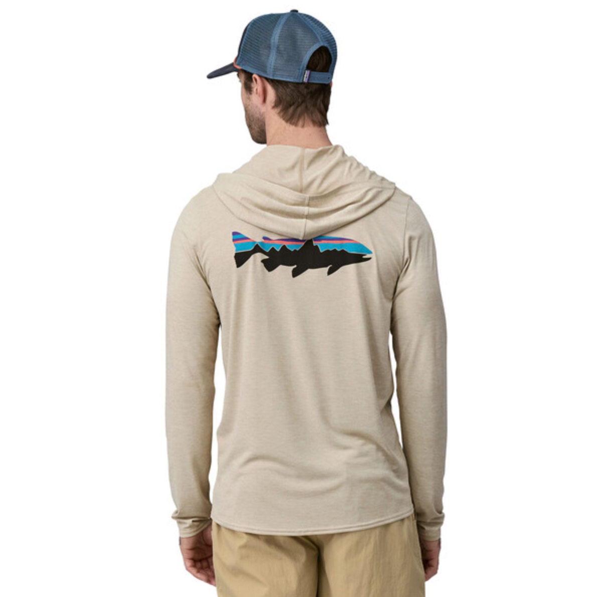 Patagonia Men's Capilene Cool Daily Graphic Hoody - Fitz Roy Trout: Pumice X-Dye