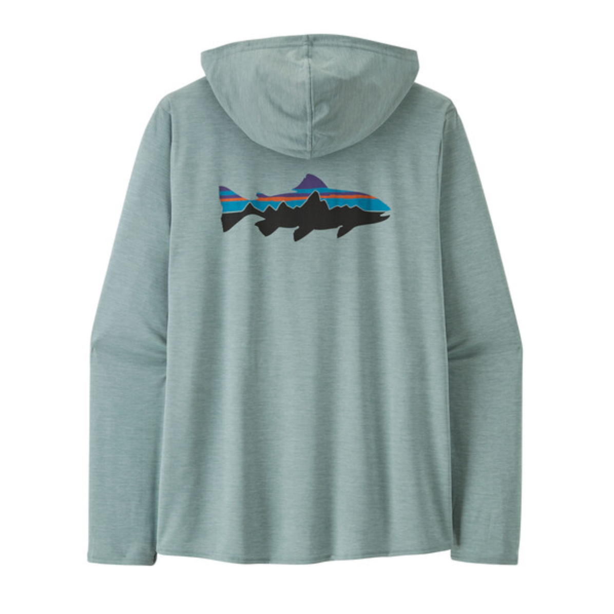 Patagonia Men's Capilene Cool Daily Graphic Hoody - Fitz Roy Trout: Thermal Blue X-Dye