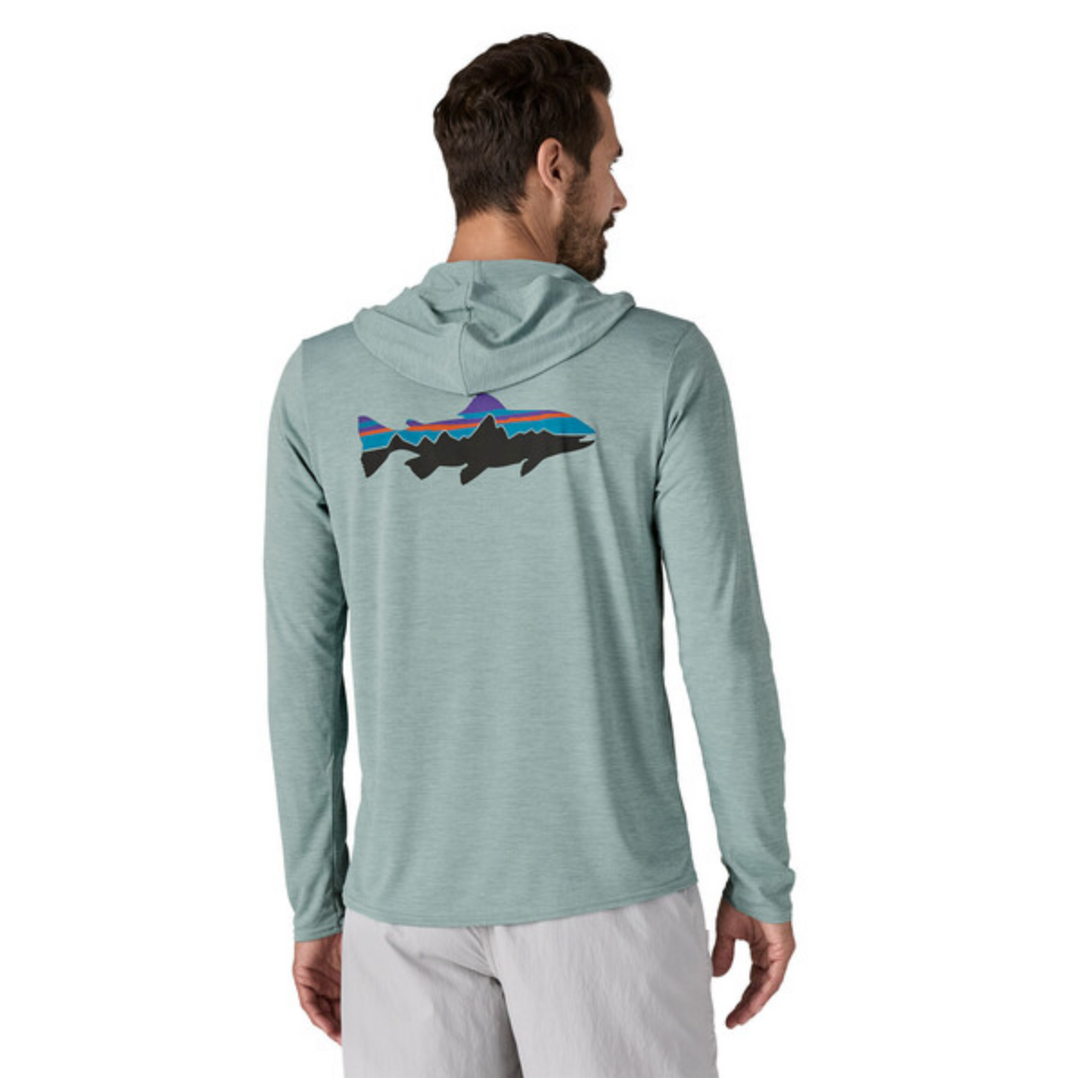 Patagonia Men's Capilene Cool Daily Graphic Hoody - Fitz Roy Trout: Thermal Blue X-Dye