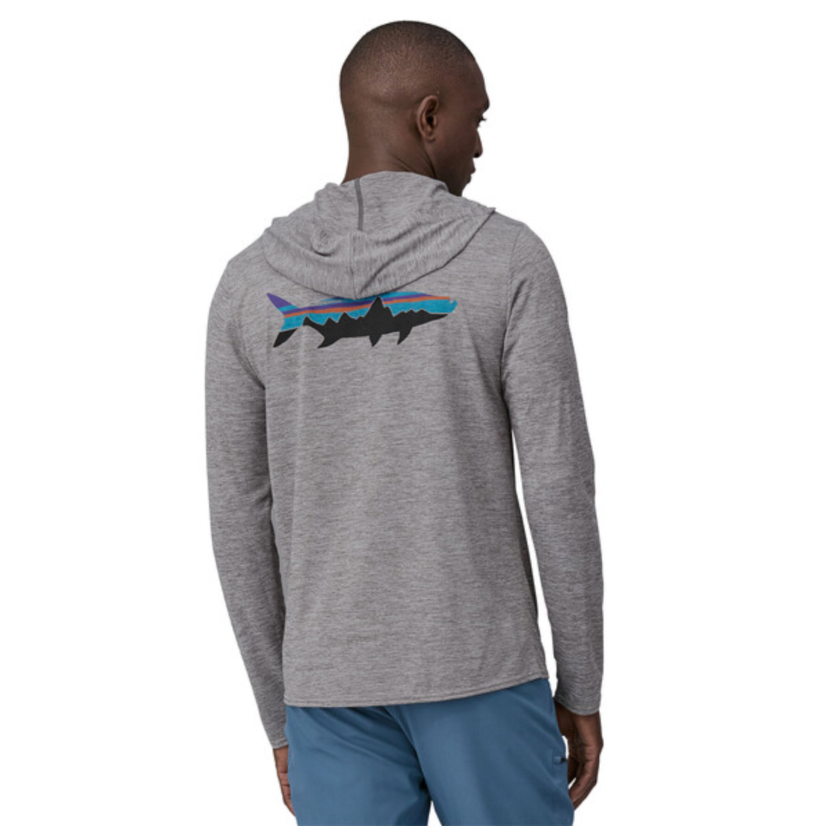 Patagonia Men's Capilene Cool Daily Graphic Hoody - Fitz Roy Tarpon: Feather Grey