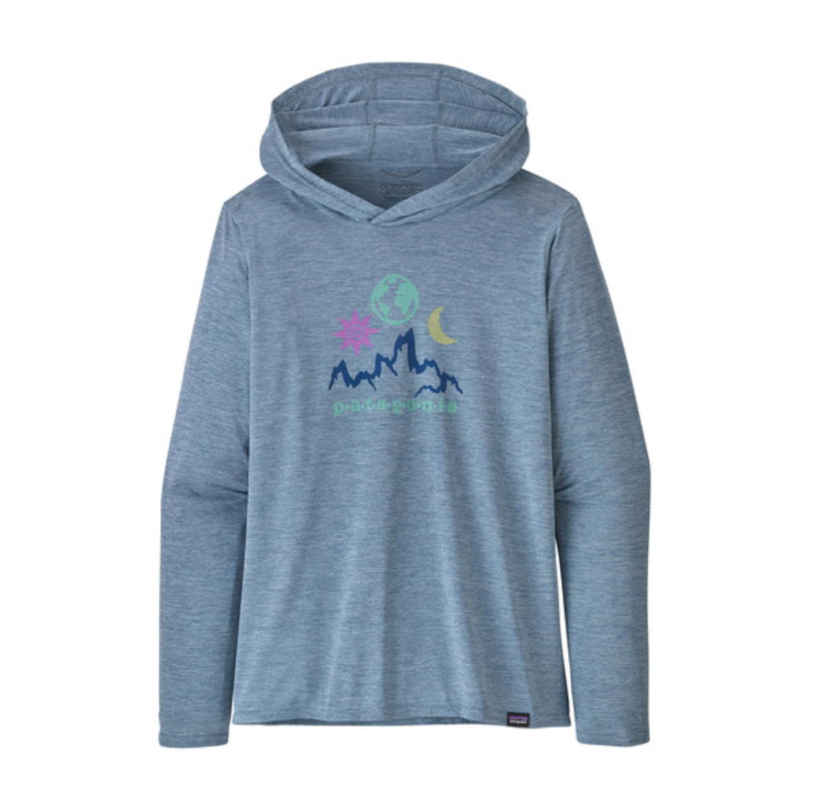 Patagonia Women's Capilene Cool Daily Graphic Hoody - Mystic Mountain: Steam Blue X-Dye