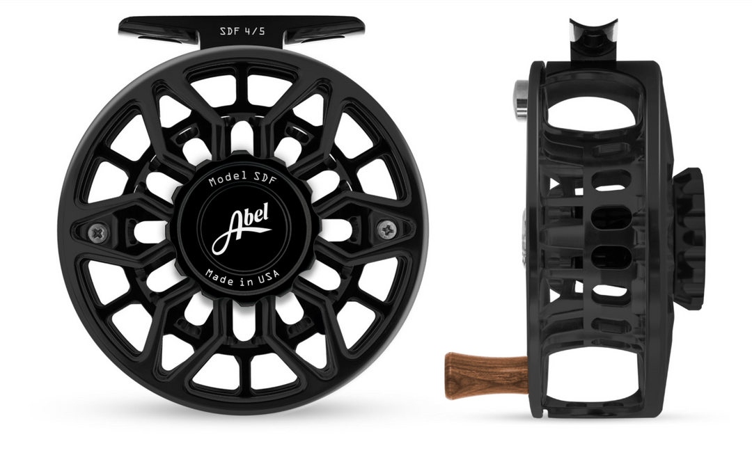 Abel SDF Fly Reel Ported - Basic Black - 4/5 WT with Black Walnut Handle