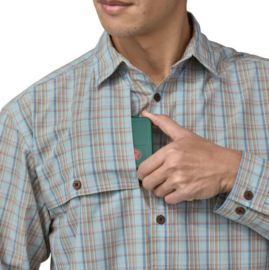 Patagonia Men's Long-Sleeved Island Hopper Shirt - Down River: Steam Blue Sale