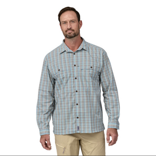 Patagonia Men's Long-Sleeved Island Hopper Shirt - Down River: Steam Blue