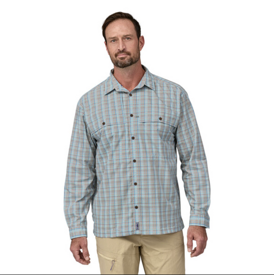 Patagonia Men's Long-Sleeved Island Hopper Shirt - Down River: Steam Blue Sale