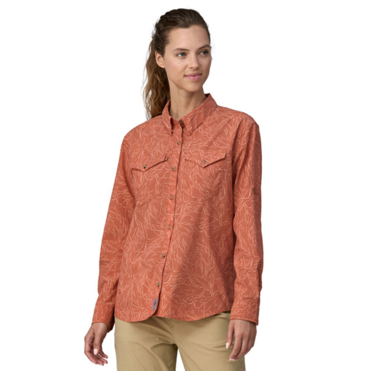 Patagonia Women's Long-Sleeved Sun Stretch Shirt - Over Under Water: Sienna Clay