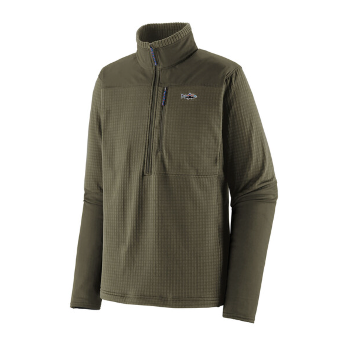 Patagonia Men's Long-Sleeved R1® Fitz Roy 1/4-Zip - Basin Green w/Basin Green