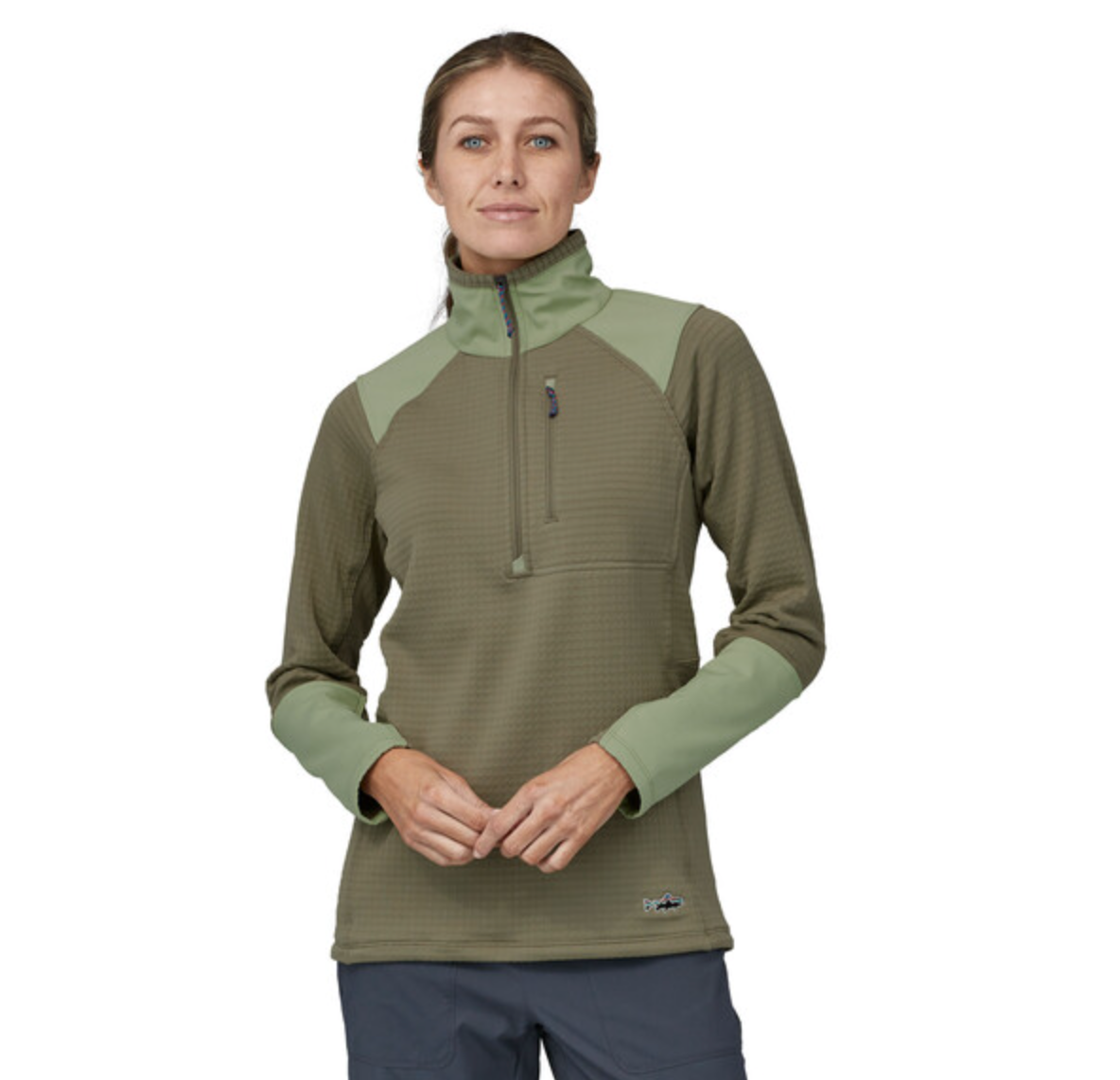 Patagonia Women's Long-Sleeved R1® Fitz Roy Trout 1/4-Zip - Garden Green
