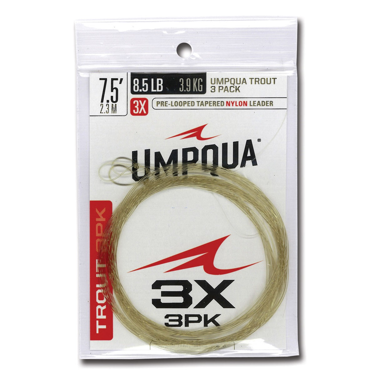 Umpqua Fly Fishing Trout Tapered 3 Pack 7.5' Leader - Fly Fishing