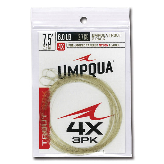 Umpqua Fly Fishing Trout Tapered 3 Pack 7.5' Leader - Fly Fishing