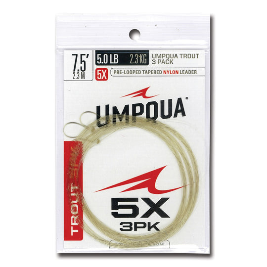 Umpqua Fly Fishing Trout Tapered 3 Pack 7.5' Leader - Fly Fishing