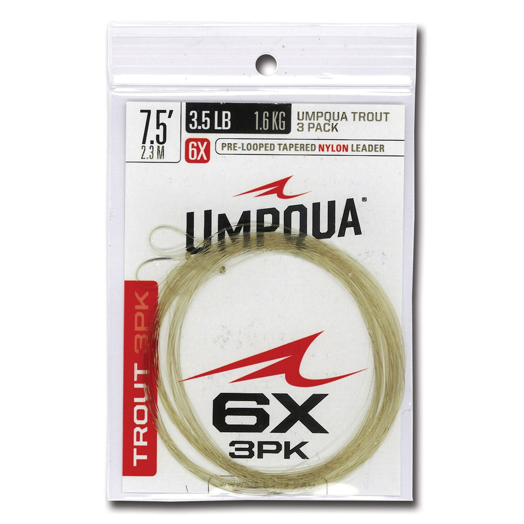 Umpqua Fly Fishing Trout Tapered 3 Pack 7.5' Leader - Fly Fishing