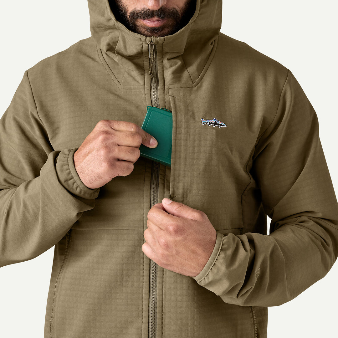 Patagonia Men's R1 TechFace Fitz Roy Trout Hoody - Sisu Brown