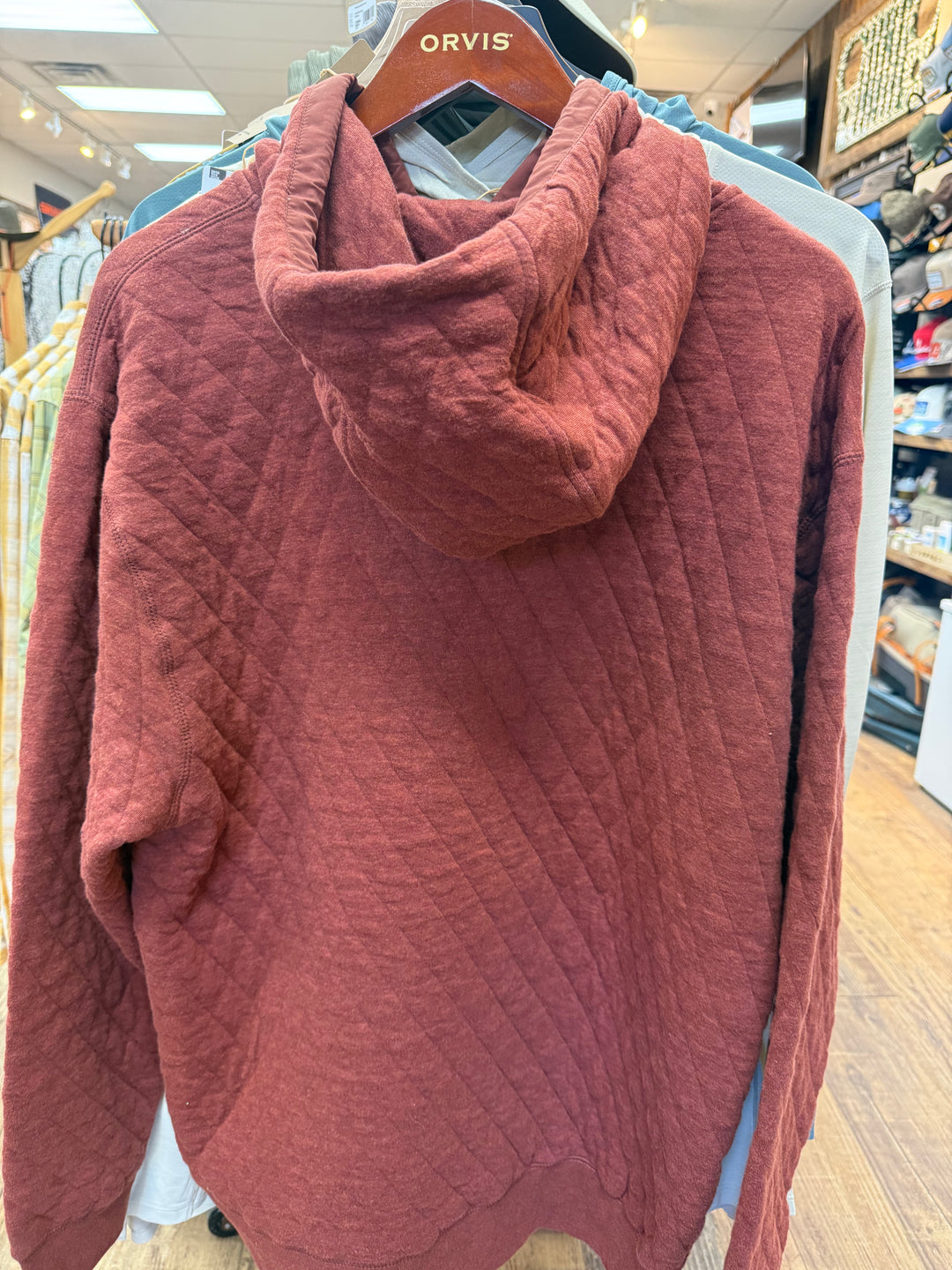Orvis Outdoor Quilted Hooded Sweatshirt Red