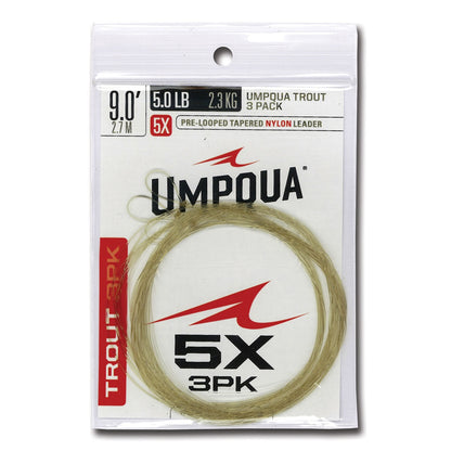 Umpqua Fly Fishing Trout Tapered (3Pack) 9' Leader - Fly Fishing
