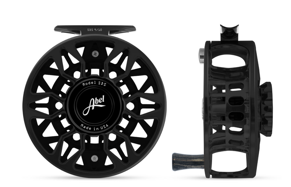 Abel SDS Fly Reel Ported Black/Black Knob 9/10WT with Ebony Handle