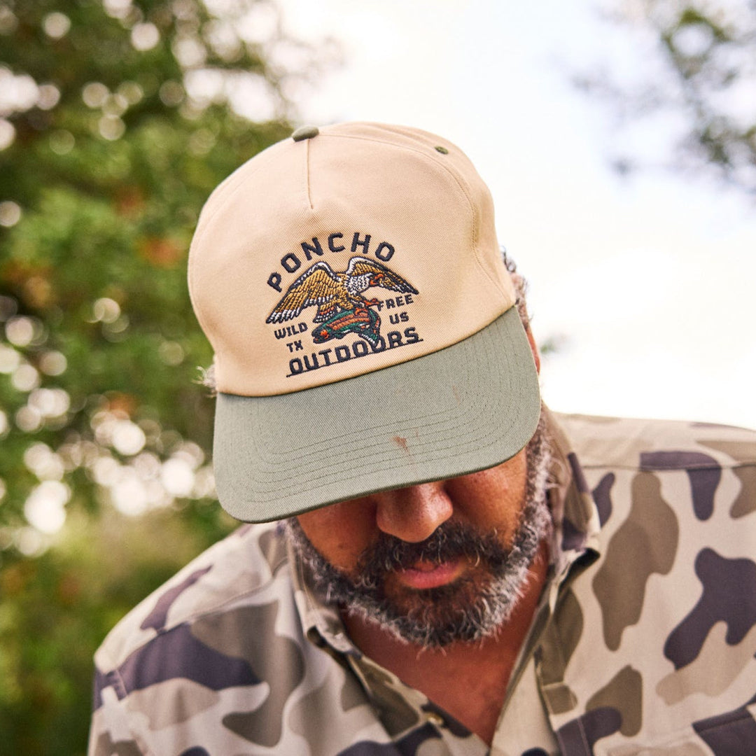Poncho Outdoors Eagle and Trout Hat - Tan Eagle and Trout Hat