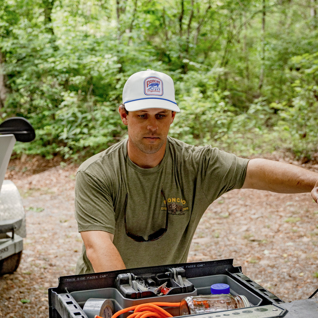 Poncho Outdoors Fly Fishing Hat - White Fly Fishing Hat