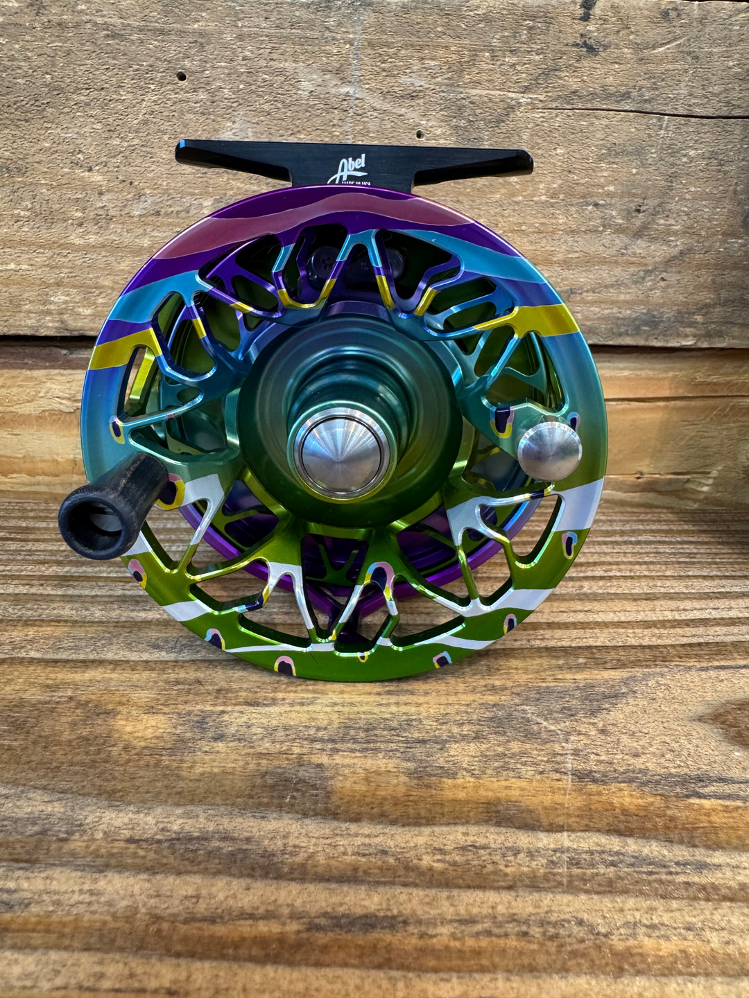 Abel Rove Fly Reel - Solid Abstract Rainbow - Abstract Rainbow Knob - 4/6 WT with Ebony Handle