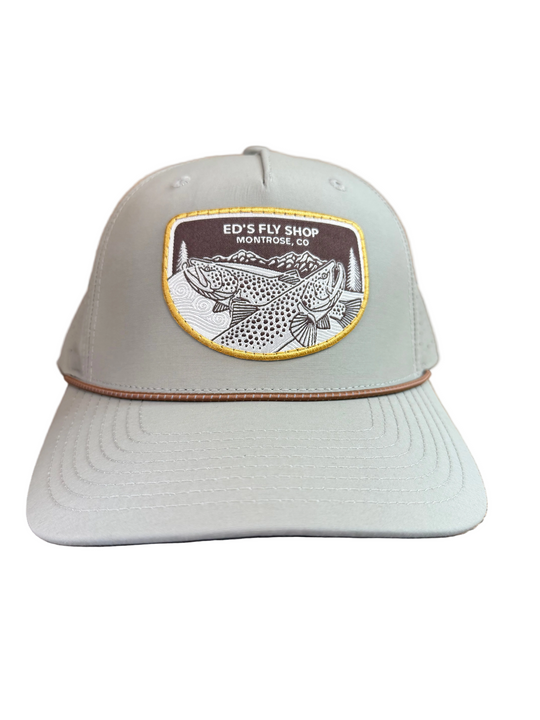 Richardson Laser Perf Performance Rope Cap Trenchcoat/Russet-Grey Casey Rising Brown Eds Fly Shop Logo