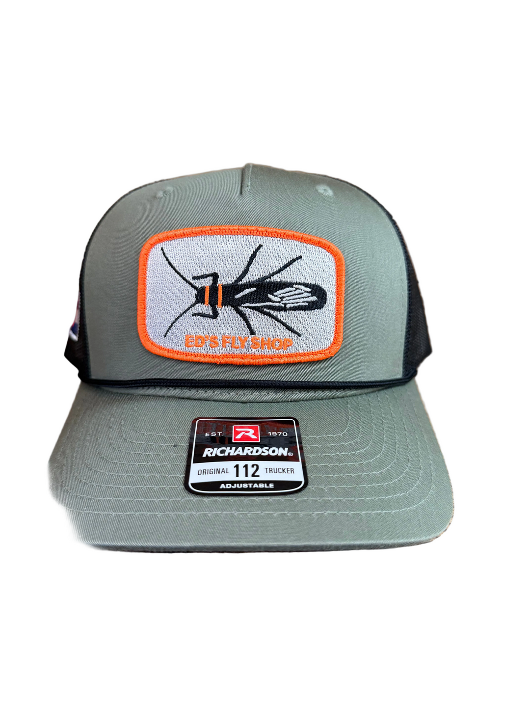 Richardson Five Panel Trucker Loden With Rope Salmonfly Eds Fly Shop Logo