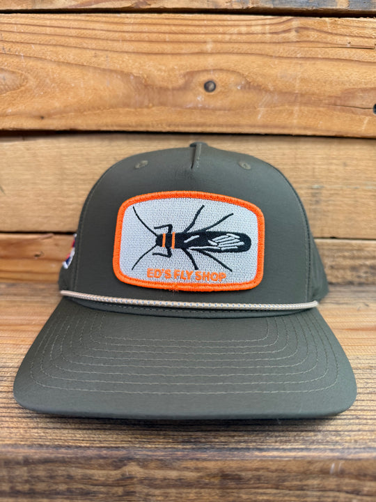 Richardson Laser Perf Performance Rope Cap Dark Loden/Tannin Grey Salmonfly Eds Fly Shop Logo