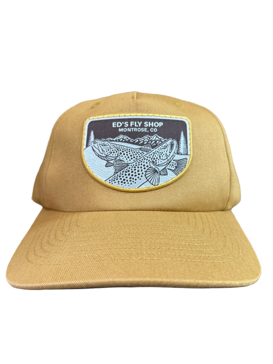 Richardson 5 Panel Gramps Solid: Wheat Casey Rising Brown Eds Fly Shop Logo